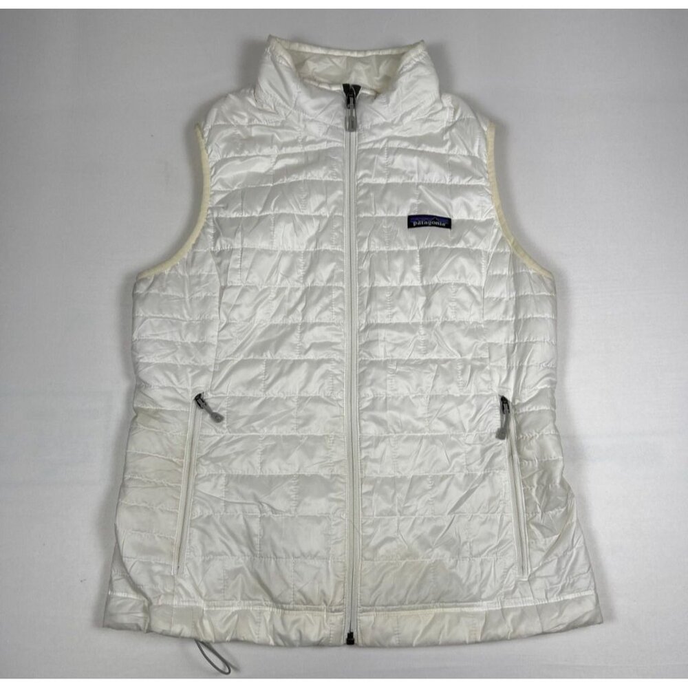 Patagonia Women's Medium White Nano Puff Insulated Quilted Full Zip Vest